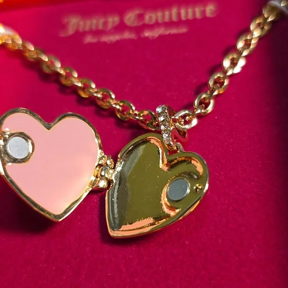 Juicy Couture Gold-Tone Heart Locket Necklace New 9" Chain - Picture 4 of 8